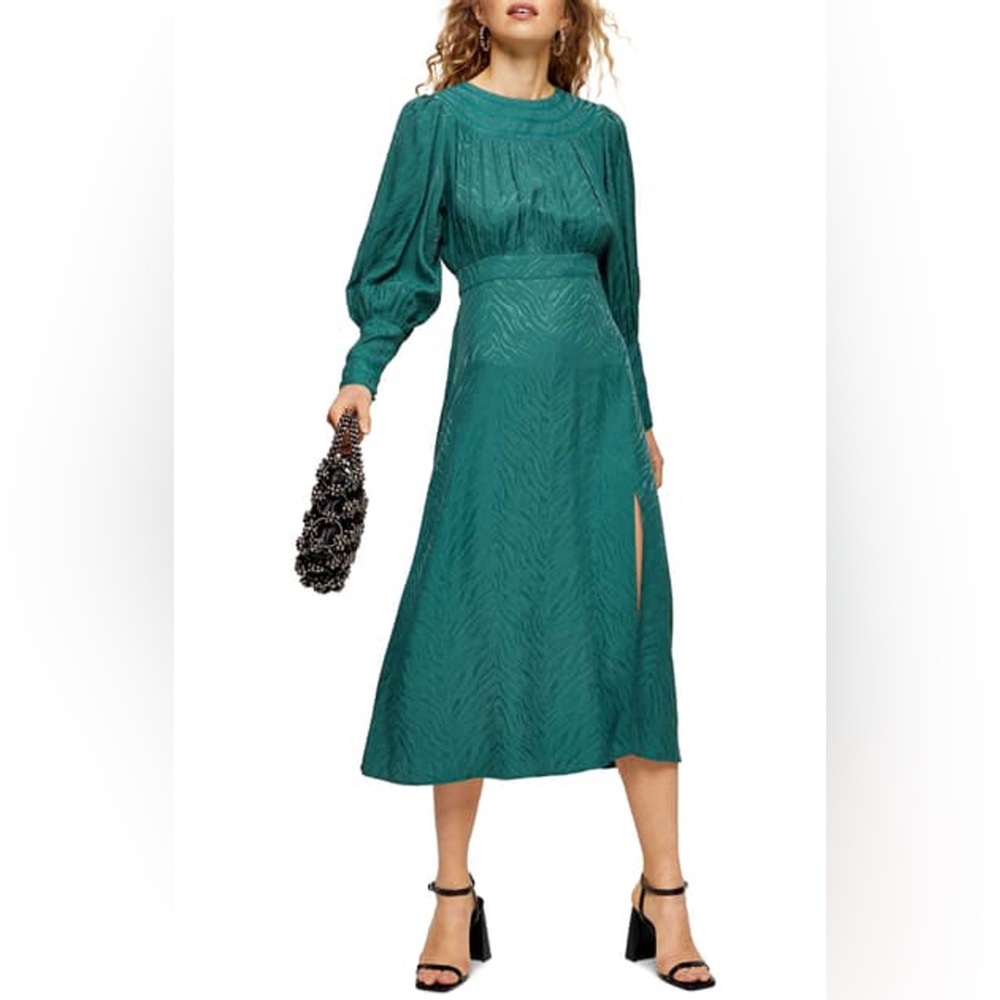 Topshop Teal Long Sleeve Dress